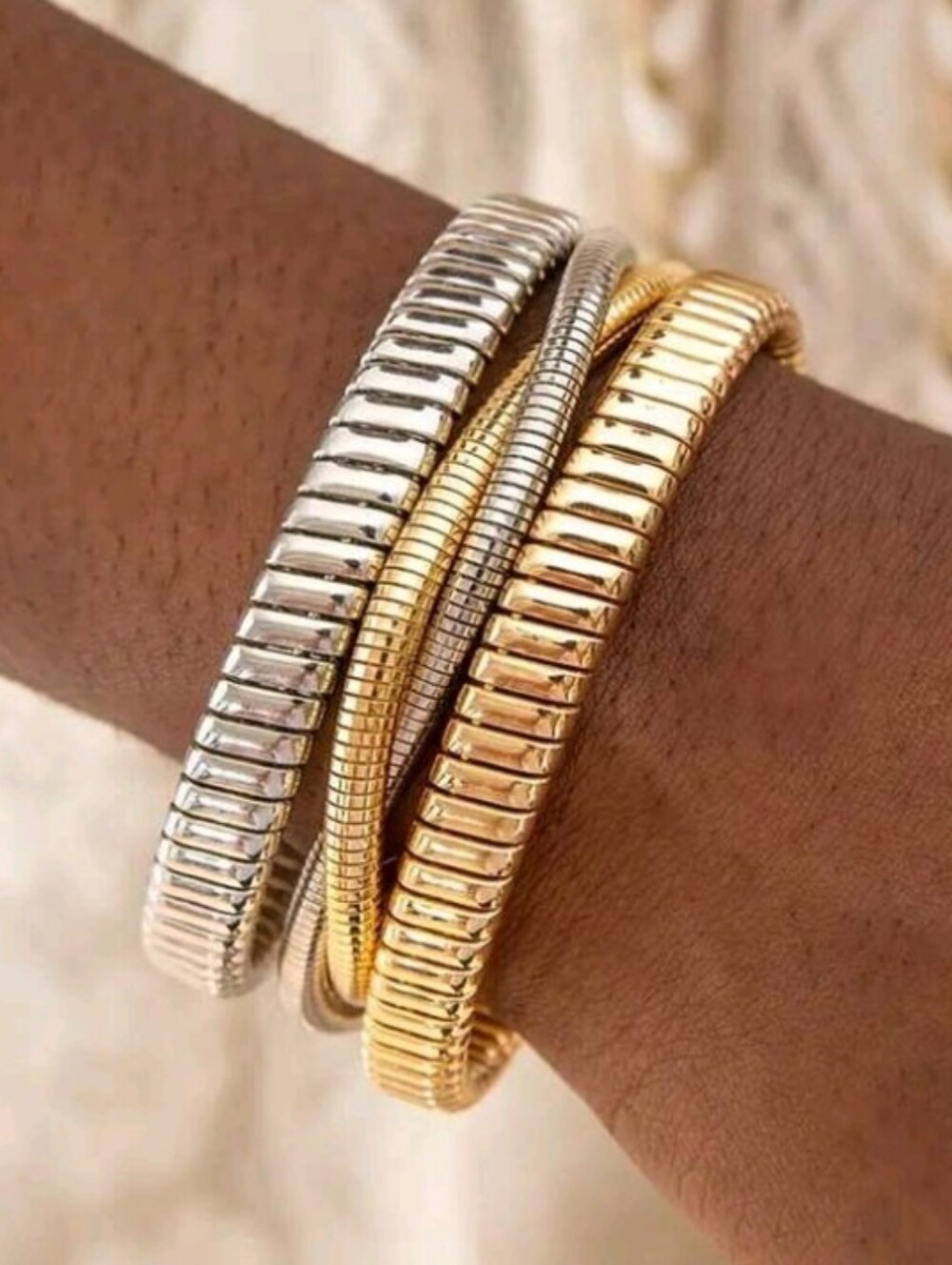 NEW! Gold & Silver Stretch Coil Bracelet- Women Jewelry